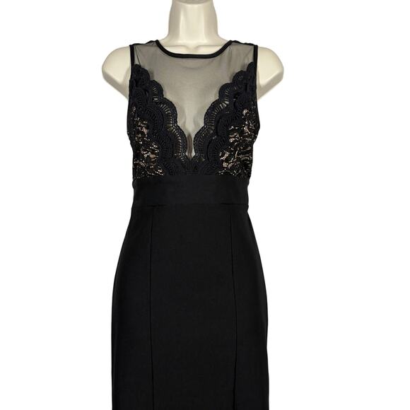 Trixxi Dress Lace Overlay Bodycon Prom Hoco Formal Event Black LBD - 9 - Picture 1 of 11